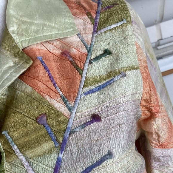 Parsley & Sage silk boho avant garde charming mixed media lined jacket VTG - Picture 4 of 10